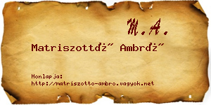 Matriszottó Ambró névjegykártya